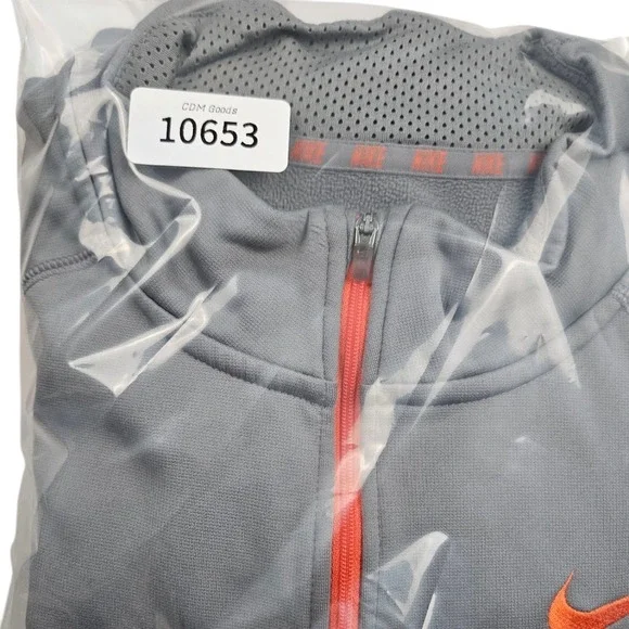 Nike Therma-Fit Sweatshirt Mens 2XL XXL Gray Orange 1/4‎ Zip Long Sleeve - Picture 9 of 9